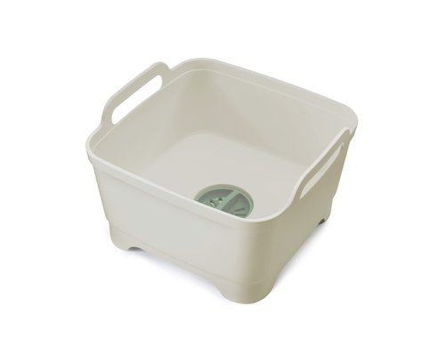 Joseph Joseph Wash & Drain Kitchen Dish Tub Wash Basin with Handles and Draining Plug, 9 liters/2.3 Gallons, Stone/Sage Green
