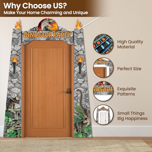 Dinosaur Party Decorations Set - 3PC Porch Banner & Backdrop