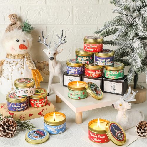 MTLEE 24 Pcs Christmas Scented Soy Candles Set - Gold