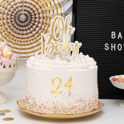 20 Pcs Gold Acrylic Number Cake Toppers for Birthdays & Weddings