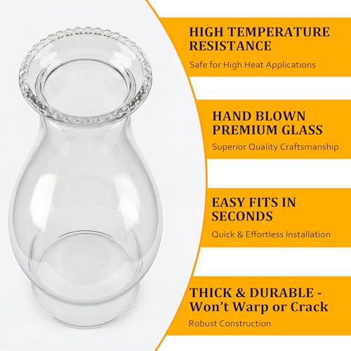 Lumpro 3-Inch Base Clear Glass Oil Lamp Chimney Replacement Shade