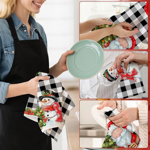 Christmas Kitchen Towels Set of 2, 18x28 Inch Black Buffalo Plaid