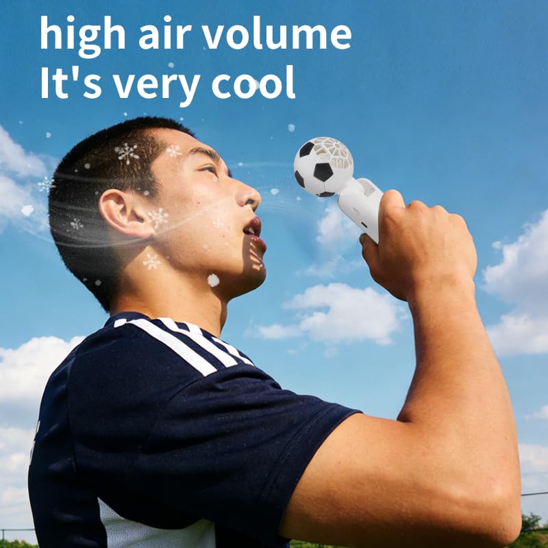 Portable Handheld Turbo Fan with Ice Cooling - 5-Speed, 180° Foldable, White