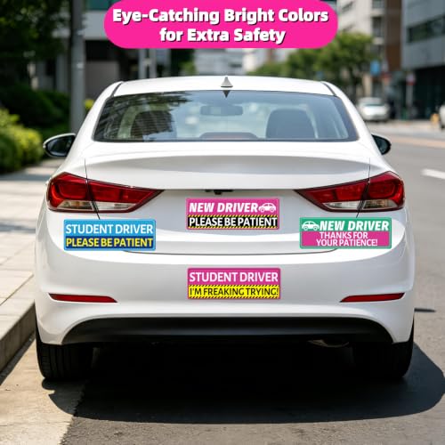 4PCS Student Driver Car Magnets - High Visibility Reflective Signs