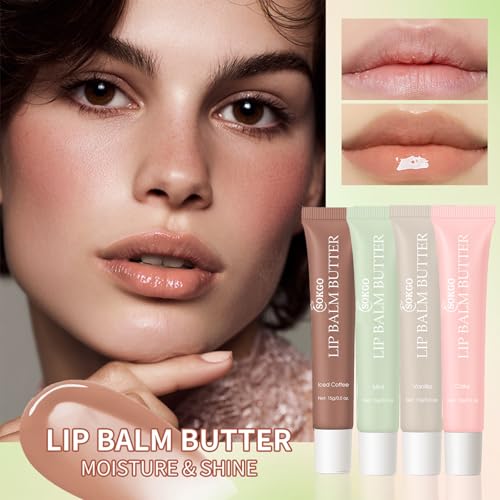 Sokgo Glossy Butter Lip Balm - Hydrating Tinted Lip Gloss in Iced Coffee
