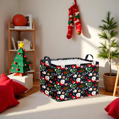 Collapsible Christmas Storage Basket Waterproof Rectangular Bin Blue