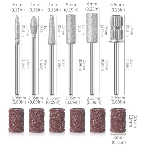 Nail Drill Bits Set 6 Pcs Professional Manicure Pedicure Tool