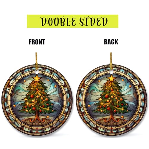 Ceramic Christmas Tree Ornament - Stained Glass Fruit Design