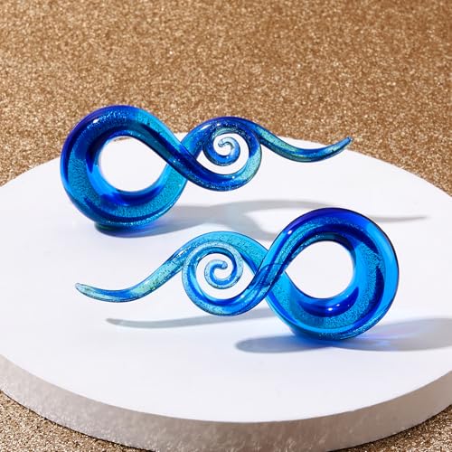 Stuppendux Glass Spiral Ear Tapers and Plugs - 2PC Body Piercing Jewelry