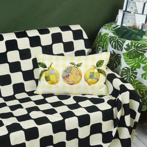 ONWAY Lemon Yellow Buffalo Plaid Throw Pillow Cover 12x20