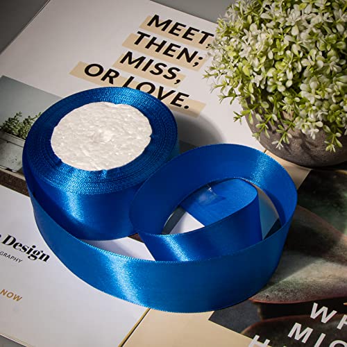 2 Inch Satin Ribbon - Blue Gift Wrap Ribbon for Crafts & Wedding Decorations