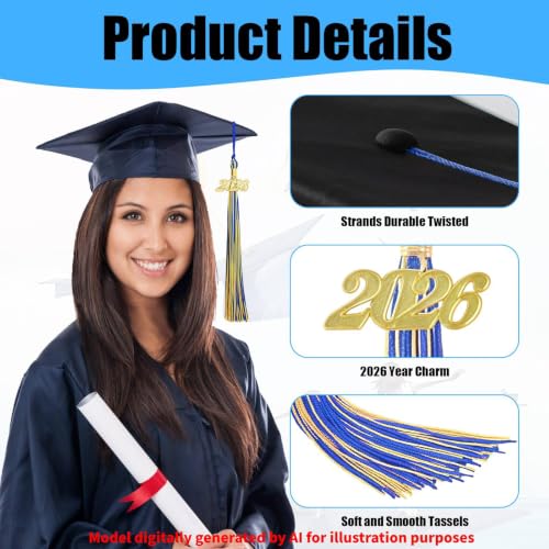 2026 Graduation Tassel with Gold Charm - 9-Inch Cap Decoration