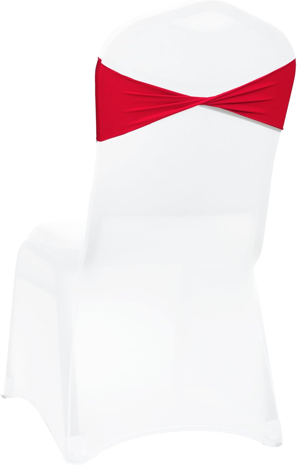 MDS Spandex Chair Sashes - Elastic Stretch Bands for Weddings & Events | Pack of 10 - Red