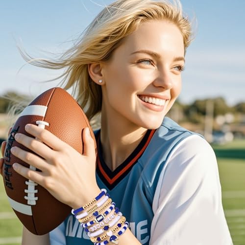 7-Piece Game Day Heishi Clay Beaded Stretch Bracelet Stack for Football and Baseball Fans
