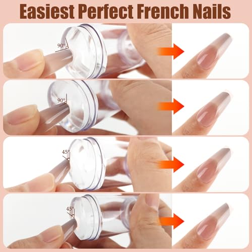 Clear Nail Stamper Set Double Headed Silicone French Tip Tool with Scraper