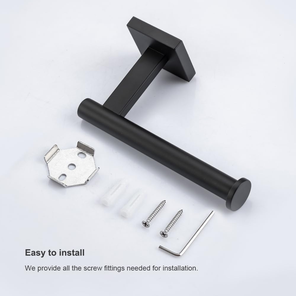 Modern Matte Black 304 Stainless Steel Toilet Paper Holder Wall Mounted Permanent Bathroom Tissue Roll Holder Toilet Paper Roll Holder Luxe Finish Toilet Roll Holder Sleek Stylish toilet tissue holder