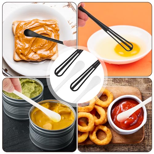 NQEUEPN 6Pcs Mini Plastic Whisks 2-in-1 Small Egg Whisk and Spatula Stirrer