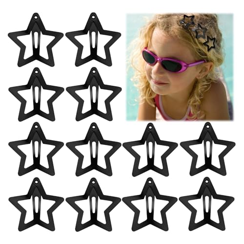 Gjinxi 12PCS Metal Star Snap Hair Clips 1.6 Inch Y2K Hair Barrettes