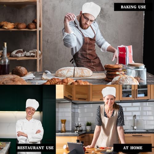 TIESOME 2PCS Adjustable Cotton Chef Hats - Reusable White Cook Caps