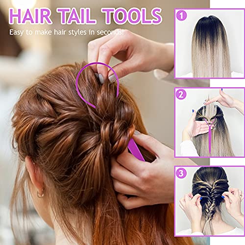 TsMADDTs Hair Loop Tool & Rat Tail Comb Set for French Braids