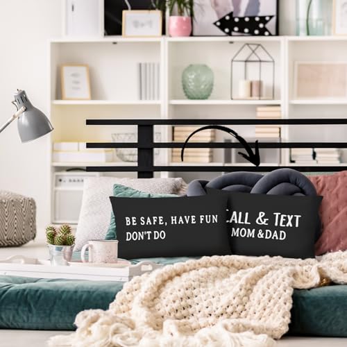 Mingnei Call Your Mom Pillow Cover Black 12x20 Funny Dorm Decor Gift