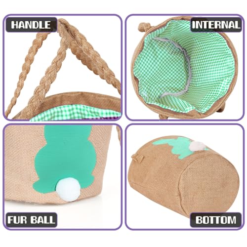 Adorable Easter Bunny Basket for Kids - Soft Linen Tote Bag