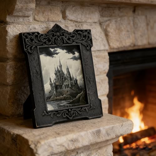 SIKOO 2.5x3.5 Vintage Picture Frame, Small Gothic Antique Black Frame