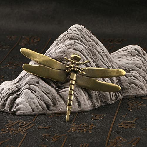 Brass Dragonfly Statues - 2pcs Decorative Animal Figurines