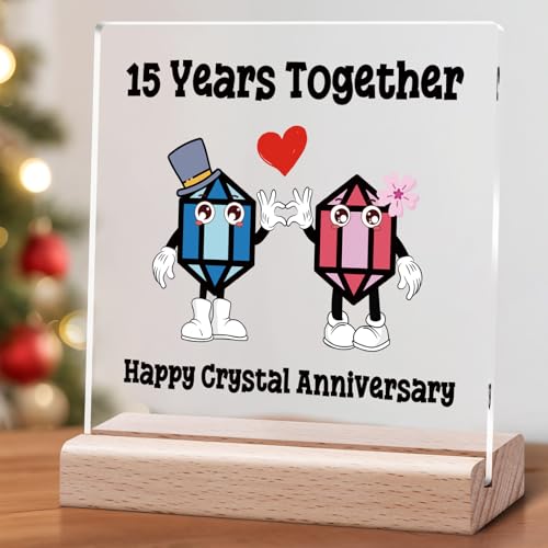 15th Wedding Anniversary Acrylic Desk Decor Sign for Couples