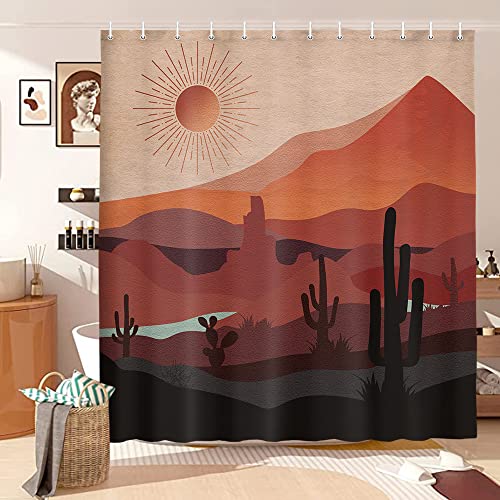 Boho Southwestern Shower Curtain - Desert Sunset Design, 70x70