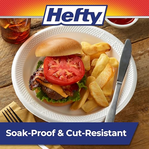 Hefty Deluxe Extra Strong Foam Plates, 10.25" - 15ct Heavy Duty