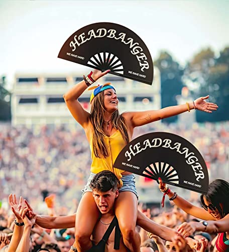 Large Handheld Rave Folding Fan - Head Banger Design for Parties