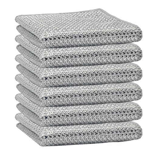 6 Pack Non-Scratch Wire Dish Cloths - Triple-Layer Kitchen Scrubbers