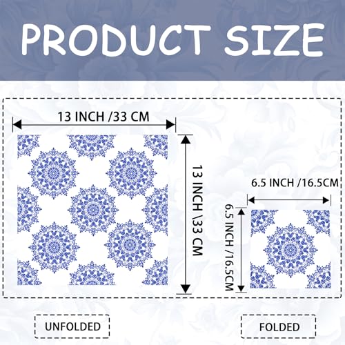 Blue Floral Decoupage Napkins - 27 Pack Vintage Paper for DIY Crafts