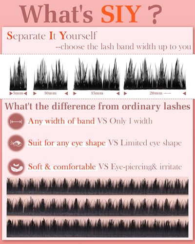 Zanlufly Manga Lash Clusters Spiky Anime DIY Individual Eyelash Extensions 10-18mm