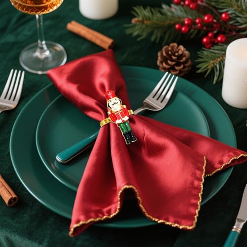 Nutcracker Soldiers Napkin Rings Set - Christmas Table Decor, 6pcs, Gold Finish