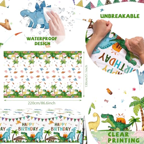 Dinosaur Birthday Tablecloths - 4 Pack Plastic Dino Decorations