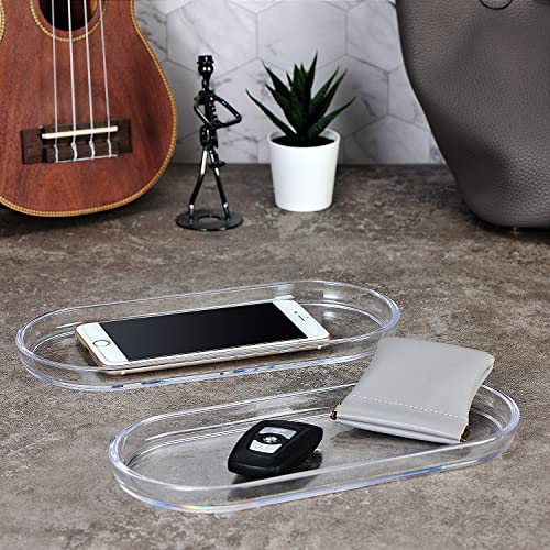 SheeChung Clear Acrylic Vanity Tray Set - 2 Pack, 9.65" x 4.5" x 0.79"