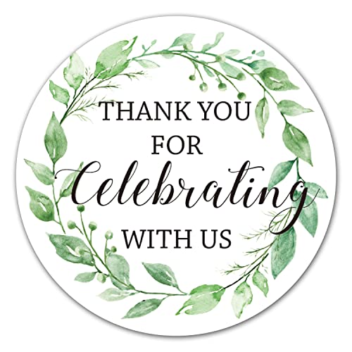 2-Inch Round Thank You Stickers - 50 Pack for Weddings & Parties