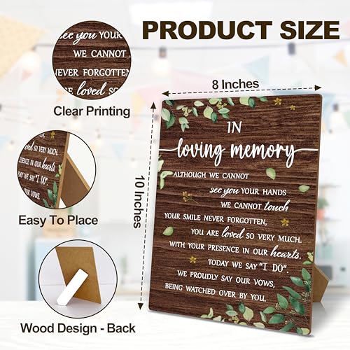 In Loving Memory Wedding Sign with Stand - 8x10 Wooden Memorial Decor