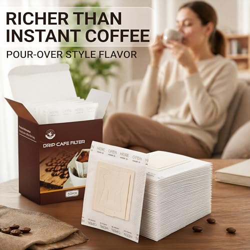 Granatan Disposable Drip Coffee Filter Bags - 100 Pack for Travel & Camping