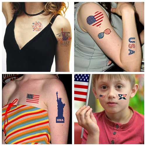 American Flag Temporary Tattoos - 10 Sheets Independence Day Party Favors