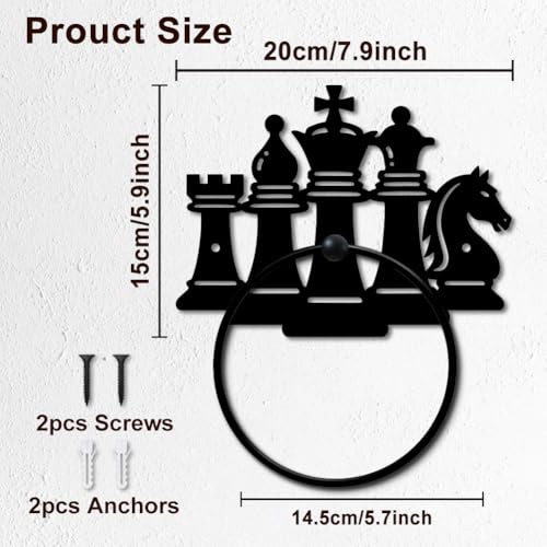 Chess Piece Metal Towel Ring - Wall Mount Vintage Black Hand Towel Holder