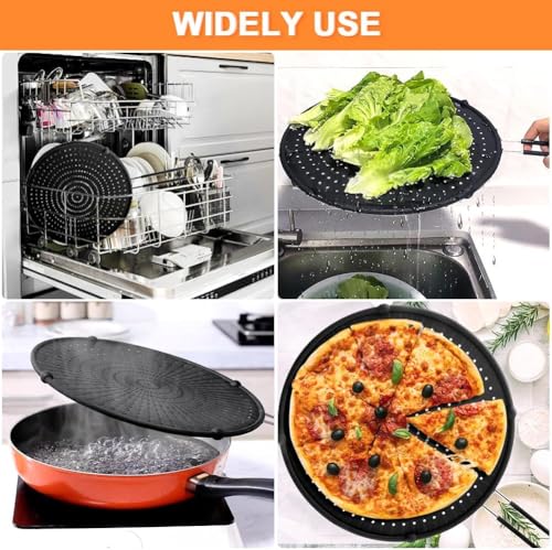 Apidgrowth Silicone Splatter Screen for Frying Pan - 13-inch Black Grease Guard