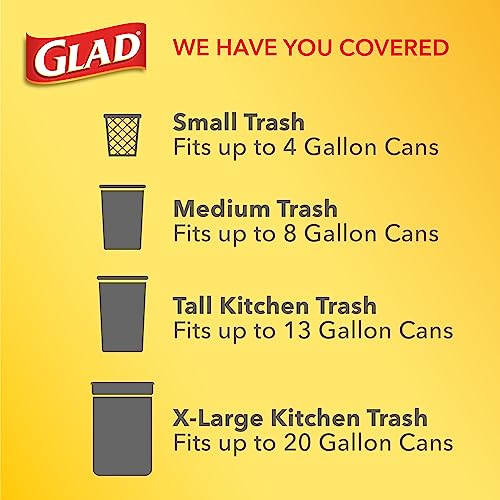 Glad Medium Trash Bags, 8 Gallon Drawstring Garbage Bags, Fragrance Free, 26 Ct