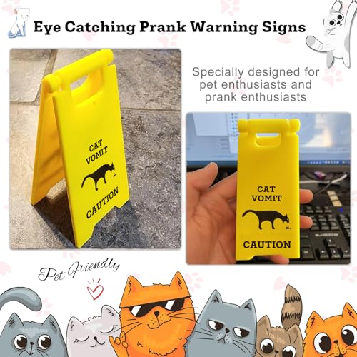Cat Vomit Warning Sign - Humorous Gift for Cat Lovers