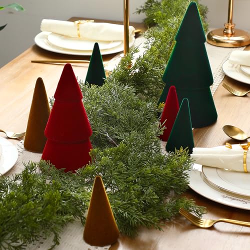 7 Pcs Velvet Christmas Tree Set - Modern Holiday Decor, Multiple Sizes