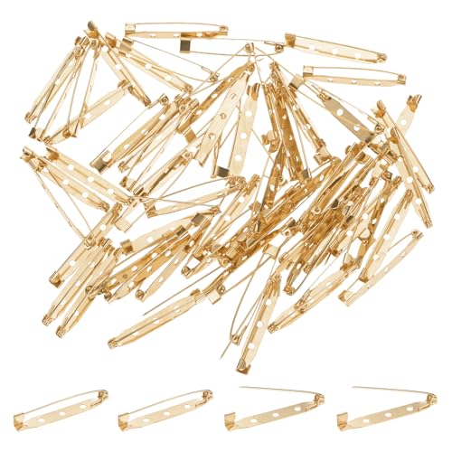 M METERXITY 60-Pack 1.6 Inch Bar Pins Safety Brooch Backs Light Golden