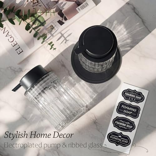 8oz Clear Glass Foaming Hand Soap Dispenser with Black Pump - 1 Pack