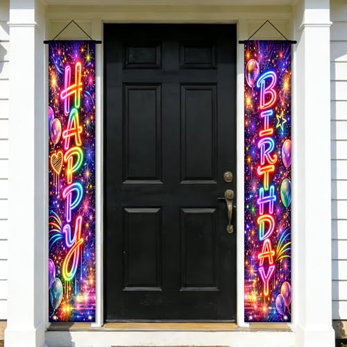 Nuxovilar Music Note Happy Birthday Porch Banner 71x12 Inches